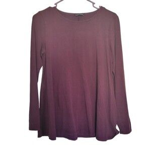Eileen Fisher Plum Purple Lyocell Long Sleeve T-Shirt Size Medium